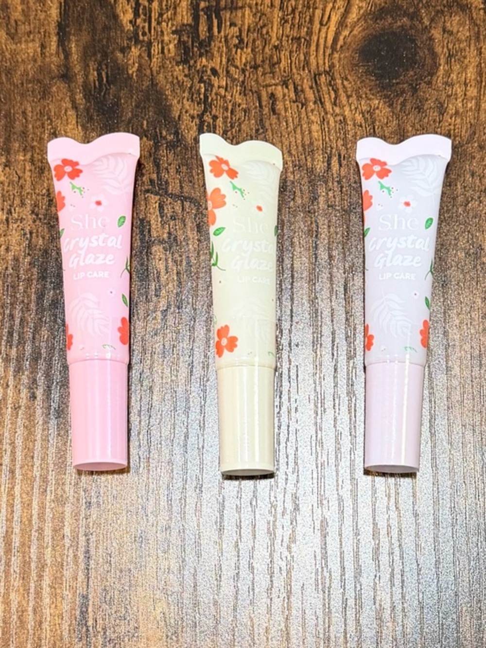 She Makeup Crystal Glaze Lip Care - Pink & Cream Hydrating Lip Gloss